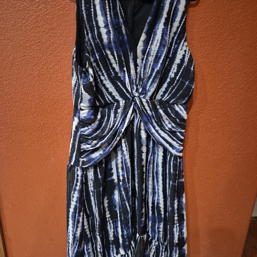 DKNY Black and Blue Maxi Dress